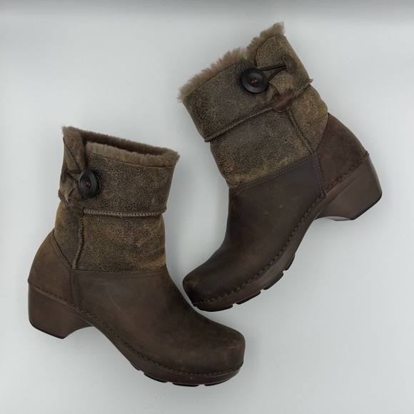 Dansko Stormy Brown Shearling Fur Lined Fold-down Ankle Boots size 40 (9.5-10) - Picture 3 of 8